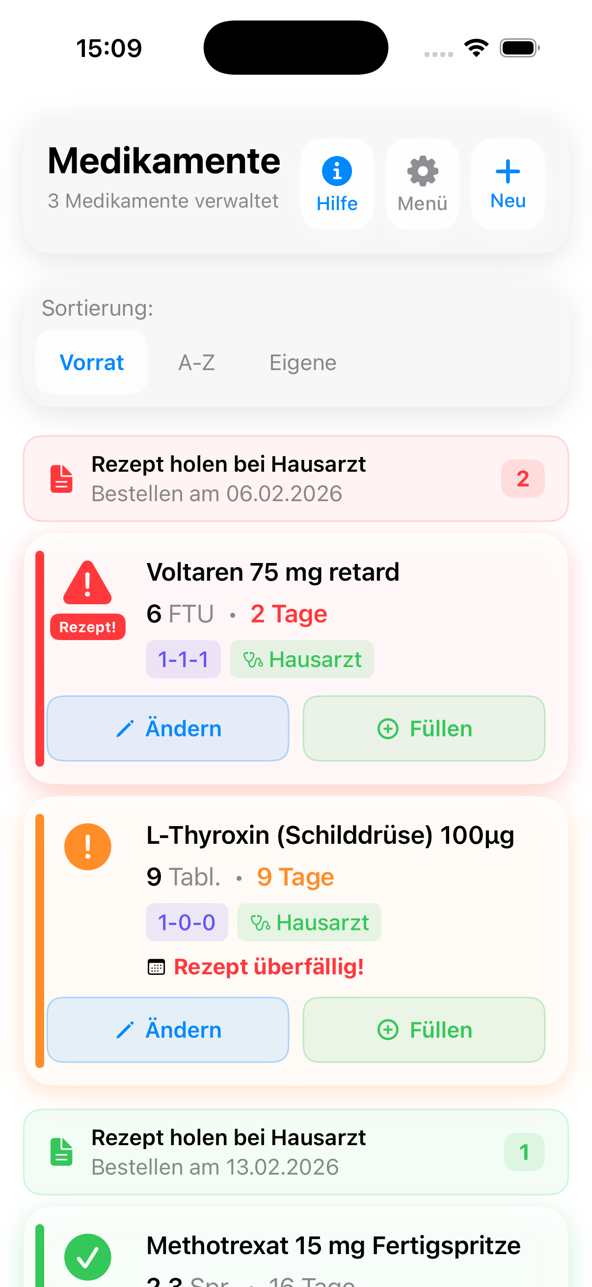 MediVorrat App Screenshot